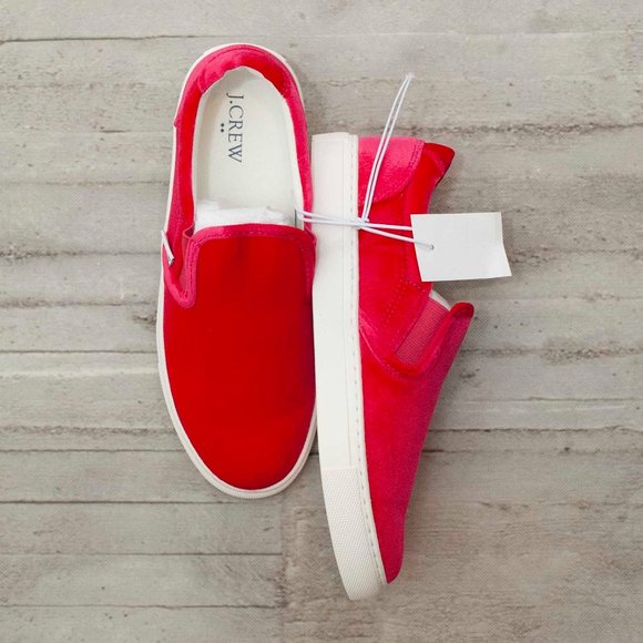 NWT J. Crew Velvet Road Trip Sneakers in Bright Rose size 8 - Picture 7 of 7
